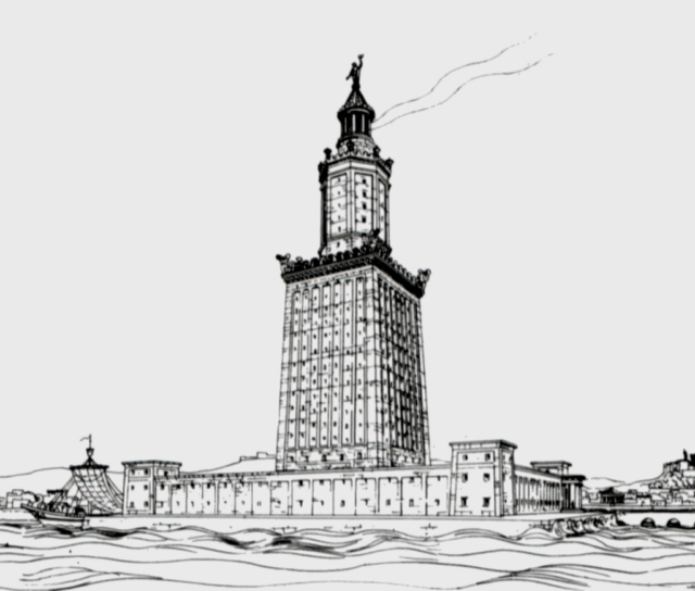 Drawing of Lighthouse of Alexandria.