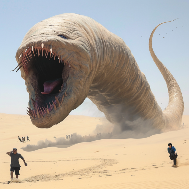 Mongolian death worm 3D rendering.