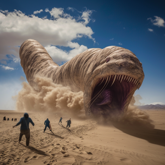 Mongolian death worm 3D rendering.