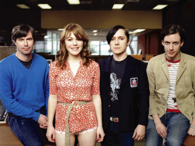 Portrait of the band Rilo Kiley.