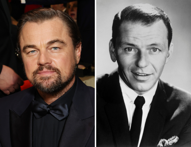 Headshots of Leonardo DiCaprio and Frank Sinatra.