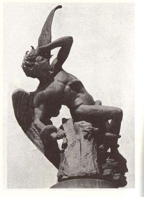 The statue of Lucifer's downfall.