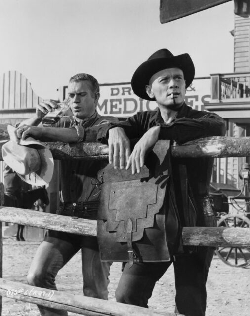 Yul Brynner and Steve McQueen in Western costume.