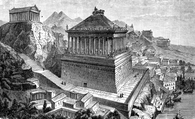 A sketch of the Mausoleum at Halicarnassus.