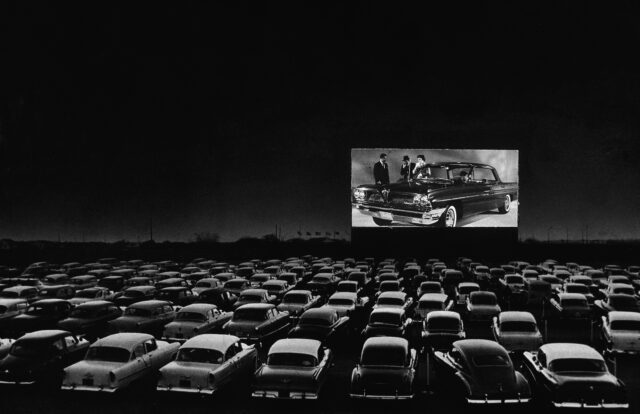Cars at a drive-in theater.