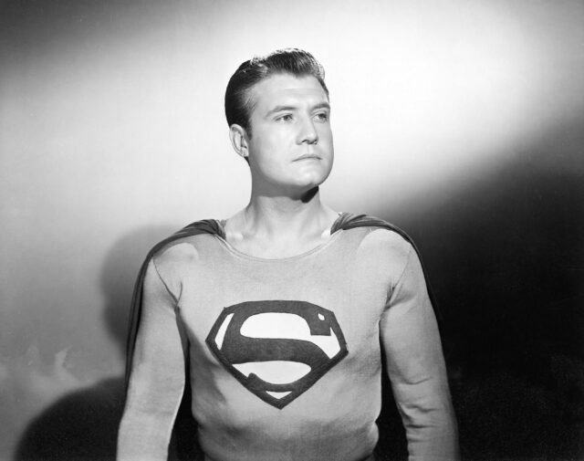 Promotional shot of George Reeves as Superman.