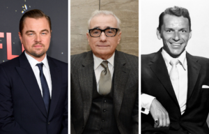 Headshots of Leonardo DiCaprio, Martin Scorsese, and Frank Sinatra